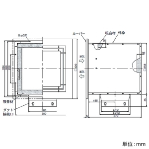 日本キヤリア(東芝) 給排気グリル 消音形 φ200用 埋込寸法363mm角 給排気グリル 消音形 φ200用 埋込寸法363mm角 RK-20FV 画像3