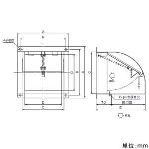 日本キヤリア(東芝) 【受注生産品】防火ダンパー付ウェザーカバー 業務用換気扇用 50cm用 【受注生産品】防火ダンパー付ウェザーカバー 業務用換気扇用 50cm用 C-50SDG 画像2