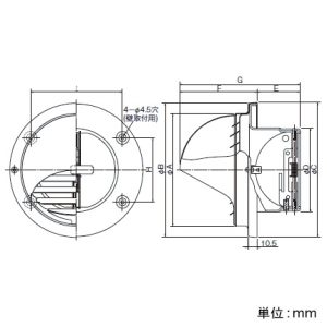 日本キヤリア(東芝) 防火ダンパー付丸形パイプフード φ150用 温度ヒューズ72℃ ガラリ付 ステンレス製 シルバーメタリック 防火ダンパー付丸形パイプフード φ150用 温度ヒューズ72℃ ガラリ付 ステンレス製 シルバーメタリック DV-202RDPV 画像2