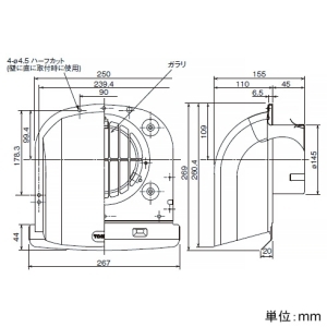 日本キヤリア(東芝) 長形パイプフード φ150用 ガラリ・ワイド水切板付 ステンレス製 ブラウン 長形パイプフード φ150用 ガラリ・ワイド水切板付 ステンレス製 ブラウン DV-202LY(T) 画像2