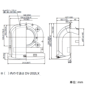 日本キヤリア(東芝) 遮音フード φ100用 ガラリ・ワイド水切板付 ステンレス製 遮音フード φ100用 ガラリ・ワイド水切板付 ステンレス製 DV-142LX 画像2