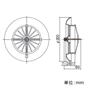 日本キヤリア(東芝) 吸込グリル φ150用 丸穴取付 樹脂製 吸込グリル φ150用 丸穴取付 樹脂製 DV-2G 画像2