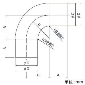 日本キヤリア(東芝) エルボ管90° φ100用 鋼板製 エルボ管90° φ100用 鋼板製 DV-14L 画像2