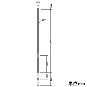 DAIKO 【受注生産品】埋込固定用ポール H3000mm 地中埋込専用 【受注生産品】埋込固定用ポール H3000mm 地中埋込専用 LLA-7041U