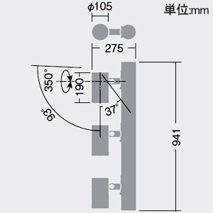 DAIKO ミドルポール型LEDスポットライト 灯具本体 3灯用 防雨・防湿形 重耐塩仕様 地面取付専用(埋込式) CDM-T70W相当 LZ3C 非調光タイプ 100〜242用 昼白色 配光角18° ミドルポール型LEDスポットライト 灯具本体 3灯用 防雨・防湿形 重耐塩仕様 地面取付専用(埋込式) CDM-T70W相当 LZ3C 非調光タイプ 100〜242用 昼白色 配光角18° LLP-7117WUM 画像2