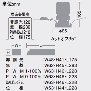 DAIKO LEDグレアレスベースダウンライト M形 1200クラス FHT32W相当 高演色 温白色 配光角45° 埋込穴φ75 電源別売 ブラック LEDグレアレスベースダウンライト M形 1200クラス FHT32W相当 高演色 温白色 配光角45° 埋込穴φ75 電源別売 ブラック LZD-93549ABB 画像2