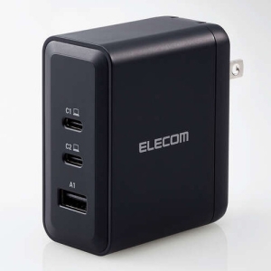 ELECOM AC充電器 最大出力100W TypeC×2ポート+TypeA×1ポート PD対応 ACDC-PD65100BK