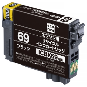 ELECOM リサイクルインクカートリッジ 《エコリカ》 EPSON用 ICBK69互換 ブラック ECI-E69B