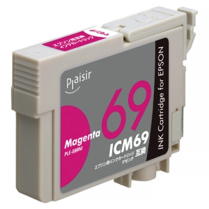 ELECOM 汎用インクカートリッジ 《プレジール》 EPSON用 ICM69互換 マゼンタ PLE-E69M