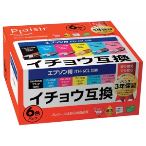 ELECOM 汎用インクカートリッジ 《プレジール》 EPSON用 ITH-6CL互換 6色パック PLE-EITH-6P