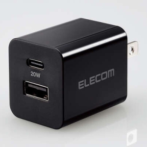 ELECOM ELECOM AC充電器 USB PD準拠 20W USB-C1ポート USB-A1ポート ブラック MPA-ACCP36BK