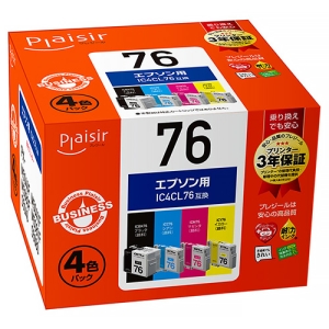 ELECOM 汎用インクカートリッジ 《プレジール》 EPSON用 ICY75互換 イエロー BPL-E76-4P
