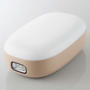 ELECOM 乾電池式懐中電灯 防災用 枕元ライトタイプ TypeA1ポート 3段階光量調節・充電器機能付 ベージュ DE-KD04BE