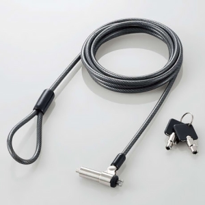 ELECOM 【受注生産品】セキュリティワイヤー 統一キータイプ 超小型シリンダー錠 首振り90度 ヘッド部360度回転 ESL-7NS