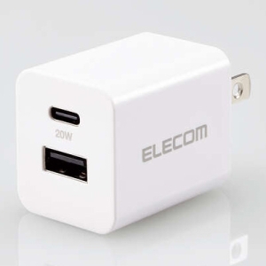 ELECOM AC充電器 TypeC×1+TypeA×1ポート 最大出力20W PD対応 ホワイト MPA-ACCP36WH