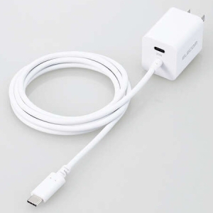 ELECOM AC充電器 ケーブル一体型 TypeC×1+TypeCポート 最大出力20W PD対応 ケーブル長1.5m ホワイト MPA-ACCP37WH