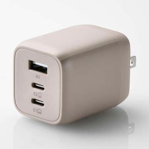 ELECOM AC充電器 USB充電器 PD対応対応 PPS対応 65W TypeC2ポート TypeA1ポート スイングプラグ &me グレージュ MPA-ACCP4465GB