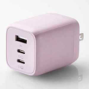 ELECOM AC充電器 USB充電器 PD対応対応 PPS対応 65W TypeC2ポート TypeA1ポート スイングプラグ &me ラベンダー MPA-ACCP4465PU
