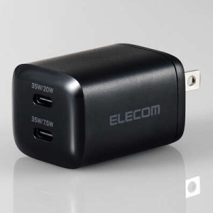ELECOM AC充電器 USB充電器 USB PD対応 35W TypeC×2 スイングプラグ ブラック MPA-ACCP9335BK