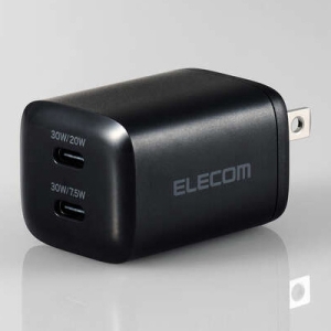 ELECOM AC充電器 USB充電器 USB PD対応 30W TypeC×2 スイングプラグ ブラック MPA-ACCP9430BK