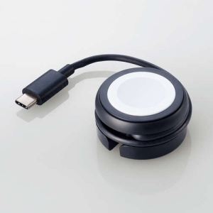 ELECOM Apple Watch充電用ケーブル 巻き取りタイプ TypeCコネクタ 高速充電対応 ケーブル長23cm ブラック MPA-AWMCQBK