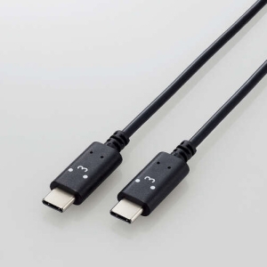 ELECOM USB2.0ケーブル TypeC-TypeC PD対応 顔つきタイプ 長さ2.0m くろちゃん(ブラック×ホワイト) MPA-CCF20BF