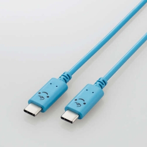 ELECOM USB2.0ケーブル TypeC-TypeC PD対応 顔つきタイプ 長さ2.0m ベイビー(ブルー×ブラック) MPA-CCF20BUF
