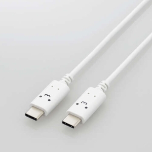 ELECOM USB2.0ケーブル TypeC-TypeC PD対応 顔つきタイプ 長さ2.0m しろちゃん(ホワイト×ブラック) USB2.0ケーブル TypeC-TypeC PD対応 顔つきタイプ 長さ2.0m しろちゃん(ホワイト×ブラック) MPA-CCF20WF