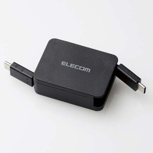 ELECOM USB2.0ケーブル 巻き取りタイプ TypeC-TypeC PD対応 長さ0.7m ブラック MPA-CCRLA07BK