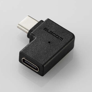 ELECOM L字型USBアダプタ 横向きタイプ TypeCプラグ-TypeCポート MPA-CFCMLAD01BK