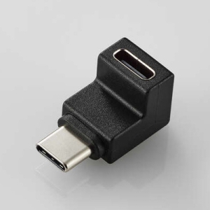 ELECOM L字型USBアダプタ 縦向きタイプ TypeCプラグ-TypeCポート MPA-CFCMLAD02BK