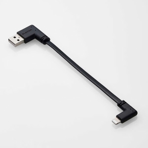 ELECOM モバイルバッテリー用フラットケーブル TypeA-Lightning L字プラグ 長さ0.1m ブラック モバイルバッテリー用フラットケーブル TypeA-Lightning L字プラグ 長さ0.1m ブラック MPA-UALLL01BK