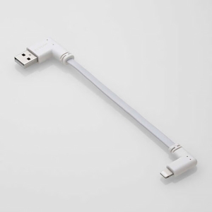 ELECOM モバイルバッテリー用フラットケーブル TypeA-Lightning L字プラグ 長さ0.1m ホワイト モバイルバッテリー用フラットケーブル TypeA-Lightning L字プラグ 長さ0.1m ホワイト MPA-UALLL01WH