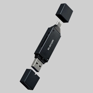 ELECOM メモリカードリーダー 直挿しタイプ TypeC&TypeA両対応 SD+microSD USB5Gbps MR3C-D207BK