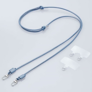 ELECOM スマホショルダーストラップ レザー丸紐4mm ストラップホールシート付 ネイビー P-STSDH2LR04NV