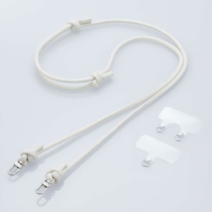 ELECOM スマホショルダーストラップ 《&Me》 レザー丸紐6mm ストラップホールシート付 アイボリー P-STSDH2LR06IV