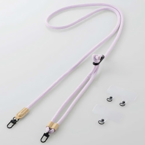 ELECOM スマホショルダーストラップ 丸紐6mm ストラップホールシート付 ラベンダー スマホショルダーストラップ 丸紐6mm ストラップホールシート付 ラベンダー P-STSDH2R06PU