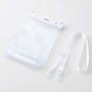 ELECOM スマートフォン用防水ケース IPX8 ショルダーストラップ付属 マチ付タイプ ホワイト P-WPSG05WH