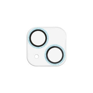 ELECOM カメラレンズ保護カバー 《&me》 ガラスタイプ iPhone15・15Plus用 グリッター仕様 ブルー PM-A23AFLLP1BUG