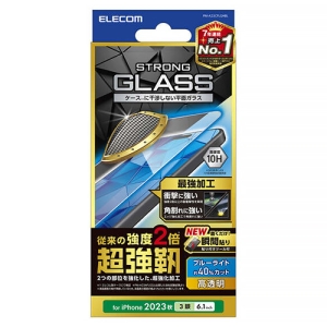 ELECOM 液晶保護ガラスフィルム iPhone15Pro用 超強靱 高透明 ブルーライトカット 液晶保護ガラスフィルム iPhone15Pro用 超強靱 高透明 ブルーライトカット PM-A23CFLGHBL