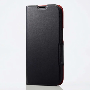 ELECOM ソフトレザーケース iPhone15用 手帳型 ウルトラスリムタイプ ブラック PM-A23APLFUBK
