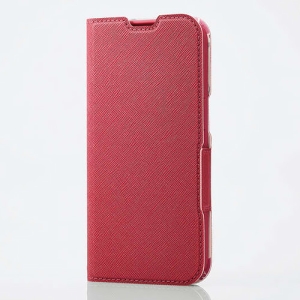 ELECOM ソフトレザーケース iPhone15用 手帳型 ウルトラスリムタイプ ディープピンク PM-A23APLFUJPND