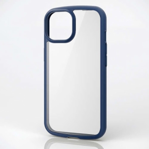 ELECOM ハイブリッドケース iPhone15用 《TOUGH SLIM LITE》 高硬度 ネイビー PM-A23ATSLFCNV