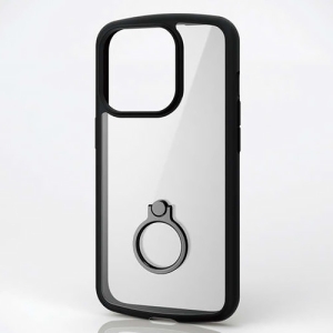 ELECOM ハイブリッドケース 《TOUGH SLIM LITE》 iPhone15Pro用 高硬度 リング付 ブラック PM-A23CTSLFCRBK