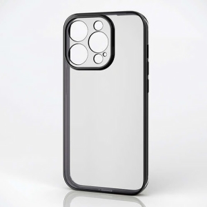 ELECOM ソフトケース iPhone15Pro用 極限設計 メタリックブラック PM-A23CUCTMKBK