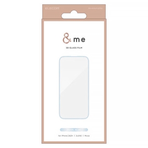 ELECOM 液晶保護ガラスフィルム 《&me》 iPhone16・15用 高透明 フレーム付 パールブルー 液晶保護ガラスフィルム 《&me》 iPhone16・15用 高透明 フレーム付 パールブルー PM-A24AFLGFBU