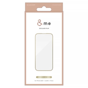 ELECOM 液晶保護ガラスフィルム 《&me》 iPhone16・15用 高透明 フレーム付 シャンパンゴールド 液晶保護ガラスフィルム 《&me》 iPhone16・15用 高透明 フレーム付 シャンパンゴールド PM-A24AFLGFGD
