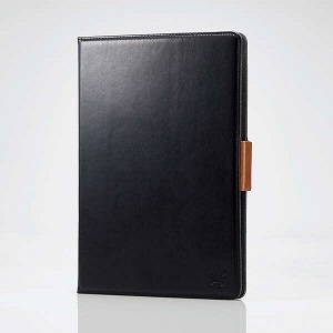 ELECOM ソフトレザーケース 手帳型 タブレット8.5〜11.5インチ用 360度回転 3アングル 磁石・ハンドホールドベルト付 TB-10360NBK