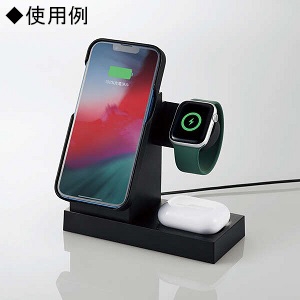 ELECOM 3in1マグネットワイヤレス充電スタンド(7.5W+5W+Apple Watch) 3in1マグネットワイヤレス充電スタンド(7.5W+5W+Apple Watch) W-MS06BK 画像3