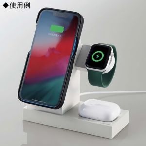 ELECOM 3in1マグネットワイヤレス充電スタンド(7.5W+5W+Apple Watch) 3in1マグネットワイヤレス充電スタンド(7.5W+5W+Apple Watch) W-MS06WH 画像2